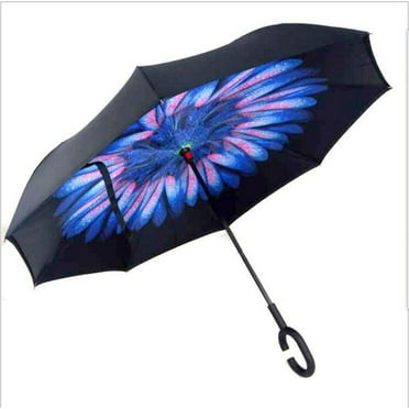 Double Layer Inverted Inverted Umbrella Is Light And Sturdy Squirrel Scandinavian Reverse Umbrella And Windproof Umbrella Edge Night Reflection 